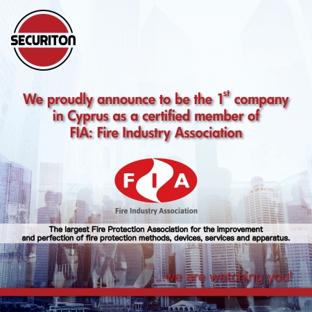 1st company in Cyprus as a certified member of FIA: Fire Industry Association